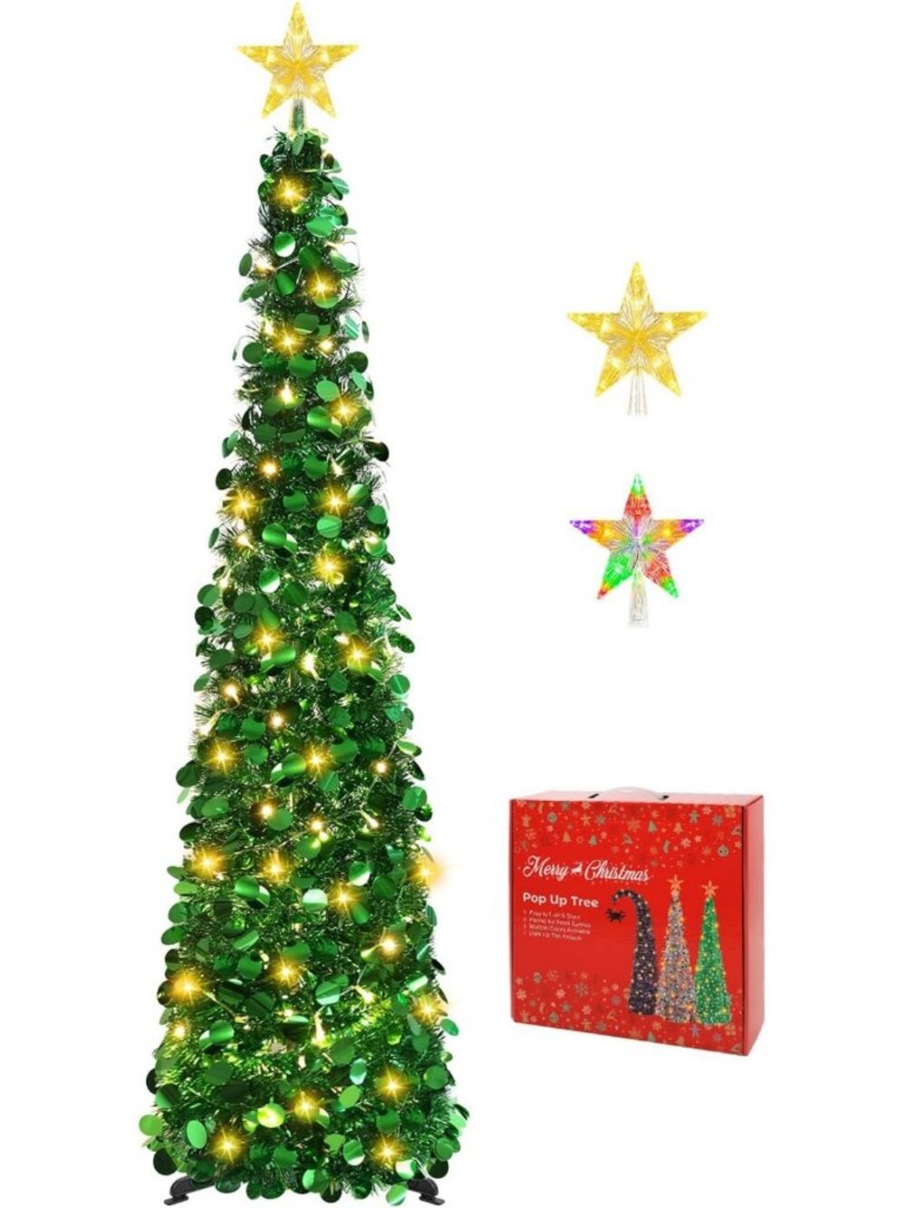 5FT Lighted Christmas Tree with Star Topper - Festive Holiday Decorations